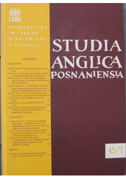 Studia Anglica Posnaniensia Nr 45 / 1