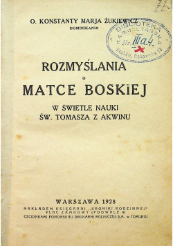 Rozmyślania o Matce Boskiej 1928 r
