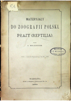 Materyjały do zoografii Polski Płazy 1883 r.
