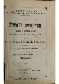 Żywoty świętych starego i nowego zakonu 1882r