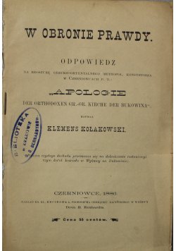 W obronie prawdy 1886 r.