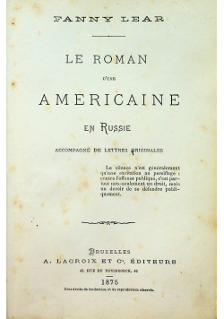 Le Roman d une Americaine en Russie 1875 r.