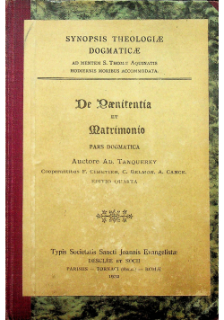 De Paenitentia et Matrimonio Pars Dogmatica 1932 r.