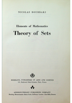 Elements of mathematics Theory of sets