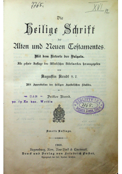 Die heilige schrift des alten und neuen testaments Editio secunda 1903 r.