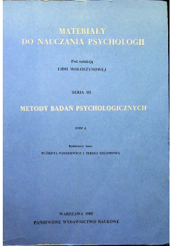 Metody badań w psychologicznych seria III tom 4