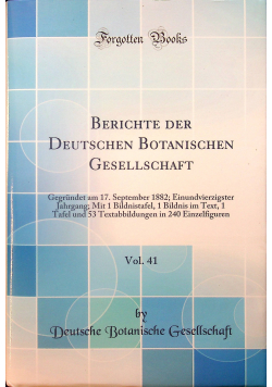 Berichte der Deutschen Botanischen Gesellschaft Volume 41 reprint z 1923 r