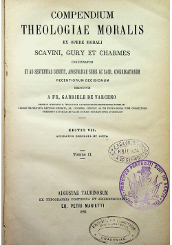 Compedium Theologiae Moralis tomus II 1884 r