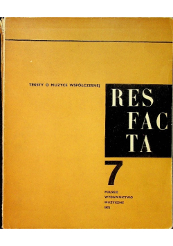 Teksty o muzyce współczesnej Resfacta Tom 7