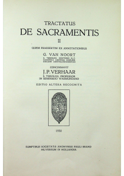 Tractatus De Sacramentis II 1930 r.