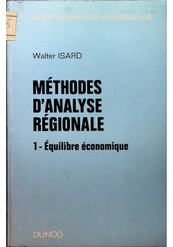 Methodes d analyse regionale 1 - Equilibre economique