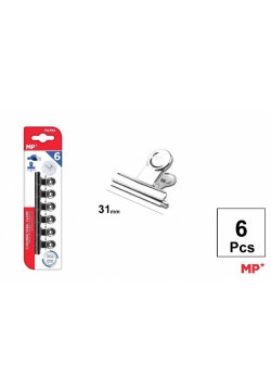 Klipsy biurowe metalowe srebrne 31mm 6szt