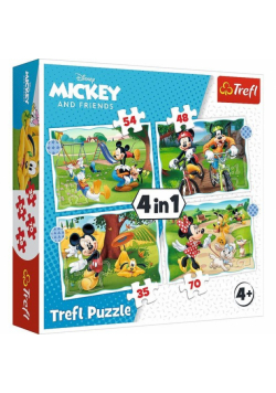 Puzzle 4w1 Fajny dzień Mickiego Disney