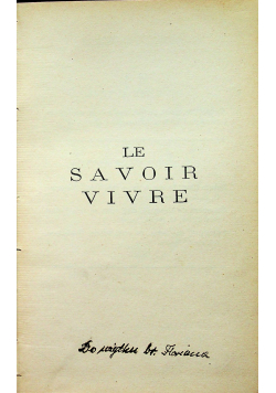 Le Savoir - Vivre 1933 r.