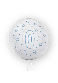 Balon 45cm Gwiazdki cyfra 0 niebieski TUBAN
