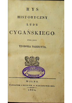 Rys historyczny ludu cygańskiego 1830 r.