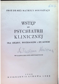Wstęp do psychiatrii klinicznej 1948 r.