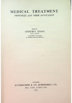 MEDICAL TREATMENT - Principles And Their Application