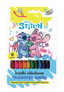 Kredki ołówkowe trójkątne Jumbo 12 kolorów Stitch