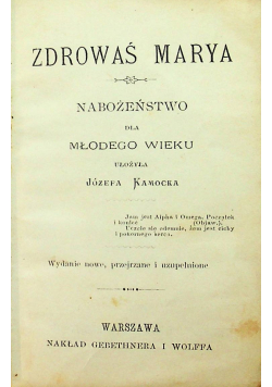 Zdrowaś Marya Nabożeństwo dla młodego wieku 1895 r.