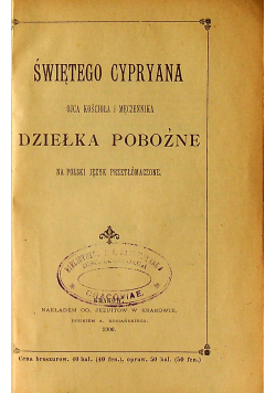 Cypryana Dzieła Pobożne 1900 r.