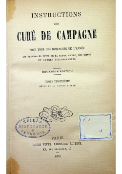 Instructions dun cure de campagne tom III 1878 r