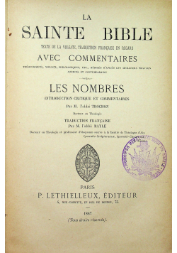 La sainte bibleles nombres / le deuteronome ok 1887 r