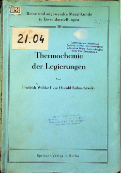 Thermochemie der Legierungen 1943 r