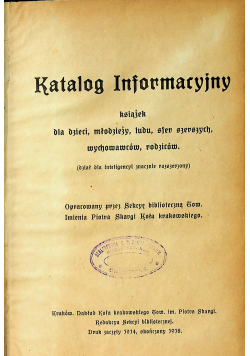Katalog Informacyjny 1918 r.