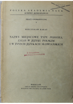 Nazwy miejscowe typu podgóra Zalas w języku polskim