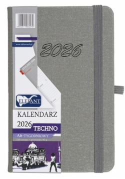 Kalendarz 2026 A6 tygodniowy Techno szary