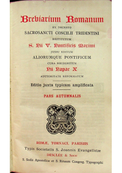 Breviarium Romanum Pars Autumnalis 1949 r.