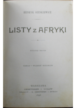 Pisma Henryka Sienkiewicza tom XXX Listy z Afryki 1898 r.