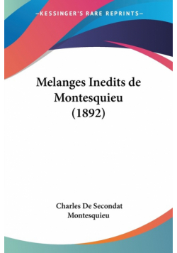 Melanges Inedits de Montesquieu (1892)