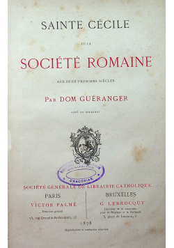 Sainte Cecile et la Societe Romaine 1878 r.