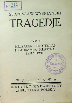 Tragedje  Tom II 1924r