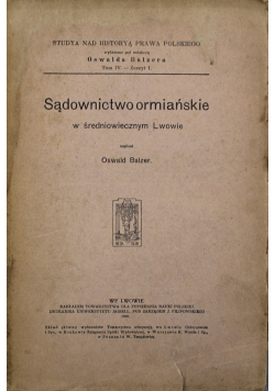 Sądownictwo ormiańskie w średniowiecznym Lwowie 1909 r