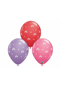 Balon z nadrukiem Boho Rainbows&Hearts 28cm 25szt