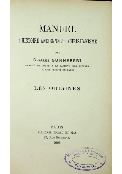 Manuel dhistoire ancienne du christianisme 1906 r.