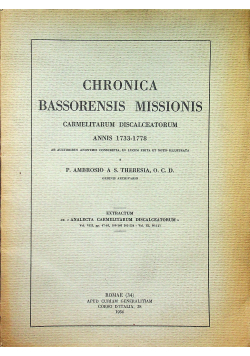 Chronica bassorensis missionis 1934 r