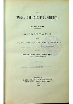 Canonica cleri saecularis obedientia tomus pior 1904 r