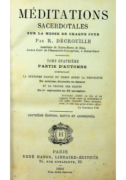 Meditations sagerdotales tome IV 1894 r