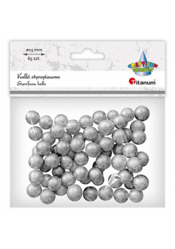 Kulki styropianowe 15mm 65szt srebrne