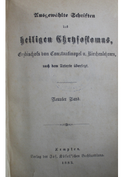Heligen Chryfostomns IX Band 1883 r