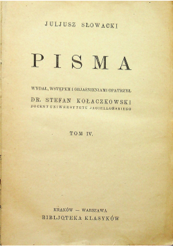 Słowacki Pisma tom IV