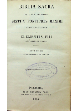 Biblia sacra volgatea editionis Sixti v pontificis maximi 1865 r.