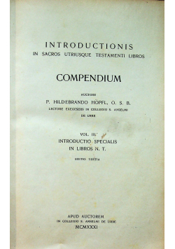 Introductionis in sacros utriusque testamenti libros compendium  1931 r.