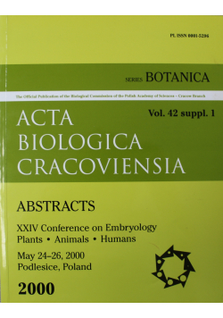Acta Biologica Cracoviensia Vol 42 suppl 1