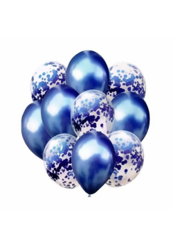 Zestaw balonów metalik z konfetti GRANATOWY