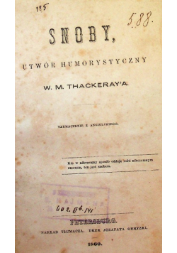 Snoby utwór humorystyczny 1860 r.